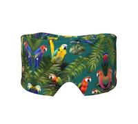 Schlafmaske mit tropischen Pflanzen und Papageien für Männer und Frauen, weiche Augenabdeckung, schalldicht, Ohrenschützer, Stirnband für Reisen, Nickerchen