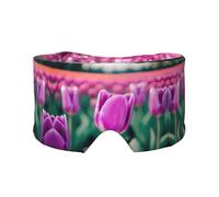 Schlafmaske mit violettem Tulpenmuster, licht-weich, bequem, mit verstellbarem Kopfband