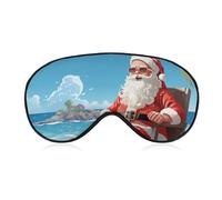 Schlafmaske mit Weihnachtsmann am Strand, weich, bequem, Augenmaske mit verstellbarem Riemen, Augenabdeckung, Augenschatten für Männer und Frauen, Arbeit, Reisen
