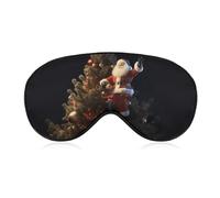 Schlafmaske mit Weihnachtsmann auf dem Weihnachtsbaum, weich, bequem, Augenmaske mit verstellbarem Riemen, Augenabdeckung, Augenschatten für Männer und Frauen, Arbeit, Reisen