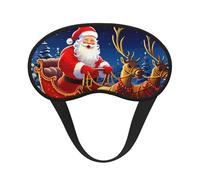 Schlafmaske mit Weihnachtsmann auf Schlitten, weich, bequem, Augenmaske mit verstellbarem Riemen, Verdunkelung, Augen-Schlafschutz, für Damen, Mädchen, Herren, Reisen, Yoga, Nickerchen, Schichtarbeit