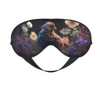 Schlafmaske mit weißem lila Blumen-Huhn, Augenmasken zum Schlafen, doppelseitig, Schlafmasken für Damen und Herren, Verdunkelungs-Augenabdeckungen zum Schlafen, Reisen