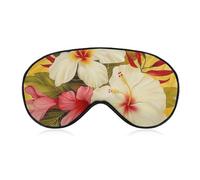 Schlafmaske mit weißen Hibiskusblüten, Augenmaske, Augenmasken für Schlafmasken für Damen und Herren, Reiseaugenmaske, verstellbare Schlafmaske, Schlafmaske, Verdunkelung, niedliche Schlafmaske