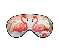 Schlafmaske mit zwei roten Flamingos, für Damen und Herren, Seitenschläfer-Augenabdeckung mit verstellbarem Riemen, weich, atmungsaktiv, Verdunkelungsmaske, rutschfest, tiefer Schlaf, Reisezubehör