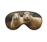 Schlafmaske mit zwei weißen Schafen für Damen und Herren, Seitenschläfer-Augenabdeckung mit verstellbarem Riemen, weich, atmungsaktiv, Verdunkelungsmaske, rutschfest, tiefes Schlafen, Reisezubehör