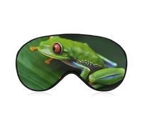 Schlafmaske, Motiv: Frosch, grüne Blätter, Augenmaske, Augenmasken für Schlaf, Schlafmasken für Damen und Herren, Reiseaugenmaske, verstellbare Schlafmaske, Schlafmaske, Verdunkelung, niedliche