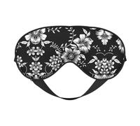 Schlafmaske, Schwarz mit Blume, glatt, weich, verstellbare Schattierung, Augenbinde, Augenmaske für Ausruhen, Reisen