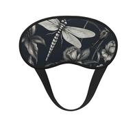 Schlafmaske, schwarze Blumen und Libellen, Augenmaske zum Schlafen, Verdunkelung, Augenschlaf für Männer und Frauen, Schlafmaske, bequeme Augenbinde, Lidschatten für Nachtschlaf, Reisen, Nickerchen,