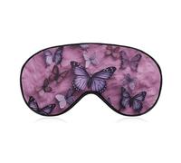 Schlafmaske, weich, bequem, Augenmaske mit verstellbarem Riemen, Augenabdeckung, alle Schmetterlinge sind auf violettem Hintergrund, Augenschatten für Männer und Frauen, Arbeit, Reisen