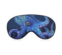Schlafmaske, weich, bequem, Augenmaske mit verstellbarem Riemen, Augenabdeckung, blauer Oktopus, Augenschatten für Männer und Frauen, Arbeit, Reisen
