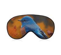 Schlafmaske, weich, bequem, Augenmaske mit verstellbarem Riemen, Augenabdeckung, blauer Vogel und Blätter, Augenschatten für Männer und Frauen, Arbeit, Reisen
