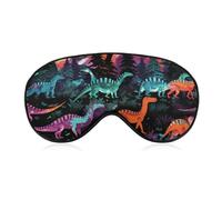 Schlafmaske, weich, bequem, Augenmaske mit verstellbarem Riemen, Augenabdeckung, bunte Dinosaurier auf schwarzem Hintergrund, Augenschatten für Männer und Frauen, Arbeit, Reisen