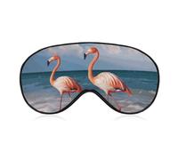 Schlafmaske, weich, bequem, Augenmaske mit verstellbarem Riemen, Augenabdeckung, Flamingo am Strand, Augenschatten für Männer und Frauen, Arbeit, Reisen