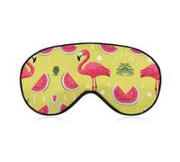 Schlafmaske, weich, bequem, Augenmaske mit verstellbarem Riemen, Augenabdeckung, Flamingo und Wassermelone, Augenschatten für Männer und Frauen, Arbeit, Reisen