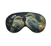 Schlafmaske, weich, bequem, Augenmaske mit verstellbarem Riemen, Augenabdeckung, grüne Blätter und Vogelschatten, für Männer und Frauen, Arbeit, Reisen