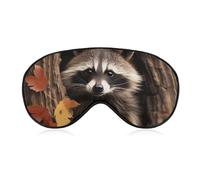 Schlafmaske, weich, bequem, Augenmaske mit verstellbarem Riemen, Augenabdeckung, Waschbär im Herbstbaumloch, Augenschatten für Männer und Frauen, Arbeit, Reisen