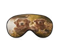 Schlafmaske, zwei Golden Retriever, lichtblockierende Schlafmaske, Augenabdeckung mit verstellbarem Riemen, Augen-Schlafschutz