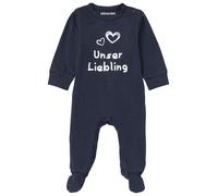 Schlafoverall KIDSWORLD "Baby-Schlafanzug, Unser Liebling - NEUE KOLLEKTION", Jungen, Gr. 50/56, N-Gr, blau (marine), Jersey, Obermaterial: 100% Baumwolle, bedruckt, Basic, Basic, Rundhals, Overalls,