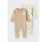 Schlafoverall NAME IT "NBNNIGHTSUIT 2P ZIP FF JET BEAR NOOS", Jungen, Gr. 68, N-Gr, grün (jet stream), Jersey, Obermaterial: 100% Baumwolle, bedruckt, regular fit, Overalls Schlafoverall (69658051-68)