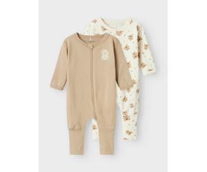 Schlafoverall NAME IT "NBNNIGHTSUIT 2P ZIP FF JET BEAR NOOS", Jungen, Gr. 86, N-Gr, grün (jet stream), Jersey, Obermaterial: 100% Baumwolle, bedruckt, regular fit, Overalls (69658051-86) jet stream