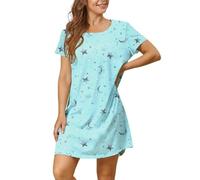 Schlafshirt Damen Oversize Baumwolle - Schlafanzug Damen Große Größen Nachthemden Kurzarm Nachtwäsche Kurz Nachtkleid Sommer Schlafhemd Sexy Nachtkleid Oversize Schlafanzugoberteile Sleepshirt