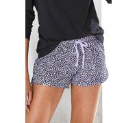 Schlafshorts VIVANCE DREAMS, Damen, Gr. 32/34, N-Gr, schwarz (helllila, schwarz), Jersey, Obermaterial: 100% Baumwolle, gemustert, comfort fit kurz, Hosen, im Allover-Druck (55021529-32) helllila, sch