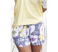 Schlafshorts VIVANCE DREAMS, Damen, Gr. 36/38, N-Gr, bunt (geblümt), Single Jersey, Obermaterial: 50% Baumwolle, 50% Viskose, geblümt, Basic, loose fit kurz, Hosen, mit Alloverdruck (18401342-36) gebl