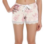 Schlafshorts Damen Kurz, Sommer Spitzen-Schlafhose Leicht Bedruckte Baggy Spitze Pyjamahose Kurz Kurze Hose Pyjama Baumwolle Jogginghose Night Pants Boxershorts Frauen Leinenhose Schlafanzughose