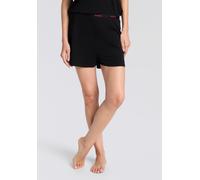Schlafshorts HUGO UNDERWEAR, Damen, Gr. L, N-Gr, schwarz, Jersey, Obermaterial: 95% Baumwolle, 5% Elasthan, unifarben, Basic, Basic kurz, Hosen, Hugo Logo-Elastikbund (32133904-L) schwarz