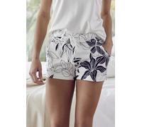 Schlafshorts LASCANA, Damen, Gr. 40/42, N-Gr, beige (ecru, allover, geblümt), Single Jersey, Obermaterial: 50% Baumwolle, 50% Viskose, geblümt, bequem kurz, Hosen, mit floralem Druck (39020202-40) ecr