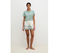 Schlafshorts MARC O'POLO "Mix N Match Cotton", Damen, Gr. L, N-Gr, gray mist print, Single Jersey, Obermaterial: 100% Baumwolle, bequem kurz, Hosen, mit floralem Print, Gummizug (71856101-L) gray mist