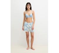 Schlafshorts MARC O'POLO "Mix N Match Cotton", Damen, Gr. L, N-Gr, niagara mist print, Single Jersey, Obermaterial: 100% Baumwolle, bequem kurz, Hosen, mit floralem Print, Gummizug (62766062-L) niagar