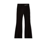 Schlaghose CALVIN KLEIN JEANS "RIB FLARE PANT", Mädchen, Gr. 12 (152), N-Gr, schwarz (pvh schwarz), Sweatware, Obermaterial: 100% Baumwolle, unifarben, regular fit lang, Hosen, Regular fit mit elastis
