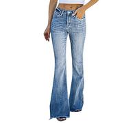 Schlaghose Damen - Schlaghose Damen Hippie - Stretch Skinny Destroyed Style Denim Jeanshose Retro Hohe Taille Flared Pants Straight Bell Bottom Bootcut Leggings Streetwear