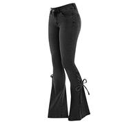 Schlaghosen Damen Jeans Hosen - Schlaghose Damen 70er Jeans - Stretch Skinny Destroyed Style Denim Jeanshose Retro Hohe Taille Flared Pants Straight Bell Bottom Bootcut Leggings Streetwear