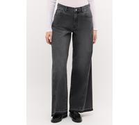 Schlagjeans ANGELS "LIVA EDGY", Damen, Gr. 38, Länge 30, grau (grau random used), Denim/Jeans, Obermaterial: 91% Baumwolle, 6% Polyester, 3% Elasthan, weit lang, Jeans, mit extraweitem Bein und Teilun