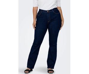 Schlagjeans ONLY CARMAKOMA "CARSALLY", Damen, Gr. 46, Länge 32, blau (schwarz, blau), Denim/Jeans, Obermaterial: 64% Baumwolle, 31% Polyester, 3% Viskose, 2% Elasthan, bootcut fit lang, Jeans 5-Pocket