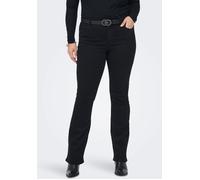 Schlagjeans ONLY CARMAKOMA "CARSALLY", Damen, Gr. 52, Länge 32, schwarz (schwarz, denim), Denim/Jeans, Obermaterial: 56% Baumwolle, 39% Polyester, 3% Viskose, 2% Elasthan, bootcut fit lang, Jeans 5-Po