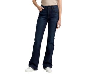 Schlagjeans TOM TAILOR "STELLA Bootcut", Damen, Gr. 34, Länge 32, blau (dunkelblau), Denim/Jeans, Obermaterial: 98% Baumwolle, 2% Elasthan. Futter: 65% Baumwolle, 35% Polyester, unifarben, bootcut fit