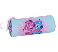 Schlampermäppchen Mädchen für Stitch Fan (6-12 Jahre/Klasse 1-6) - Rundes Federmäppchen für die Schule - Faulenzer Stifteetui aus 600D Polyester (21x8 cm)