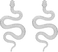 Schlangen Ohrringe Gold Vintage Snake Earrings Gebogene Schlange Geformt Ohrringe Schlange Baumeln Ohrringe für Damen,Schlangen Schmuck Geschenk für Frauen Mädchen (Silber)