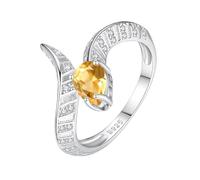 Schlangenring Aus 925Er Sterlingsilber Für Damen, Edelstein Im Birnenschliff, Kletterring, Wickelring, Stapelbar, Midi-Band Für Den Zeigefinger, Verstellbar, Punk-Gothic-Schmuck, Geschenk Mit Box,