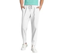 Schlank Geschnittene Hose Herren Stretch Bequem Hose mit Geradem Bein Baggy Atmungsaktiv Jogginghose Männer Leichte Sommerhose Alltag Business Freizeithose Einfarbig Hosen Mit Kordelzug und Taschen