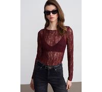 Schlanke Passform Spitzen-Boot-Ausschnitt-Bluse M