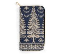 Schlankes dünnes Kreditkartenetui mit Weihnachtsbaum-Muster, PU-Leder, Bifold Cash Wallet, Reißverschluss, Münzfach, Ausweisfenster, Geldbörse, Aufbewahrungstasche, Geldbörse, Münzgeldbörse