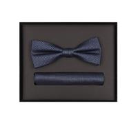 Schleife / Fliege und Einstecktuch im Set - Seide - Struktur - blau Venti