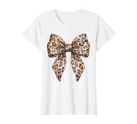 Schleife mit Leopardenmuster in Aquarell, romantischer Tierdruck Preisgünstiges Grafik-T-Shirt, Damen, Weiß, L