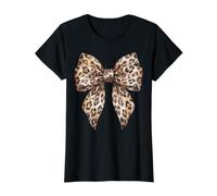 Schleife mit Leopardenmuster in Aquarell, romantischer Tierdruck Preisgünstiges Grafik-T-Shirt, Damen, Schwarz, XS