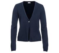 Strickjacke BONPRIX, Damen, Gr. 44/46 (L), dunkelblau, Strick, Obermaterial: 70% Baumwolle, 30% Polyamid, unifarben, bequem hüftlang, tiefer V-Ausschnitt, Strickkante, Strickjacken Strickjacke, bequem