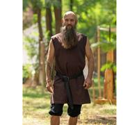 Schlichte Mittelalter Tunika ärmellos Braun "Viggo" S